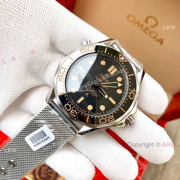replica 2020 New Omega Seamaster 007 No Time To Die Stainless Steel Mesh Strap WATCHES 1