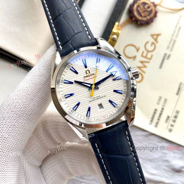 replica Best Quality Omega Seamaster Aqua Terra Copy es Brown Leather Strap WATCHES 1