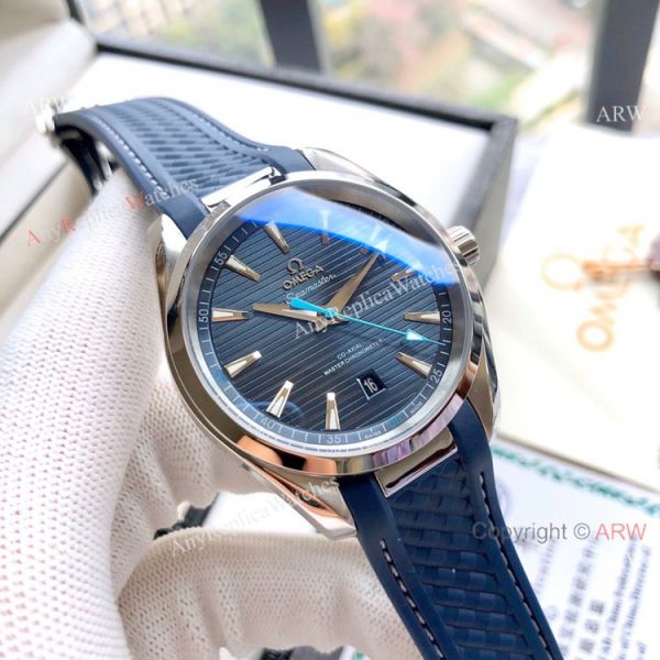 replica Copy Omega Aqua Terra 150M es SS Gray Dial Blue Markers WATCHES 1