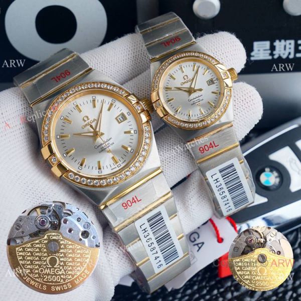 replica AAA Omega Couple Omega Constellation Diamond Bezel Automatic es WATCHES 1
