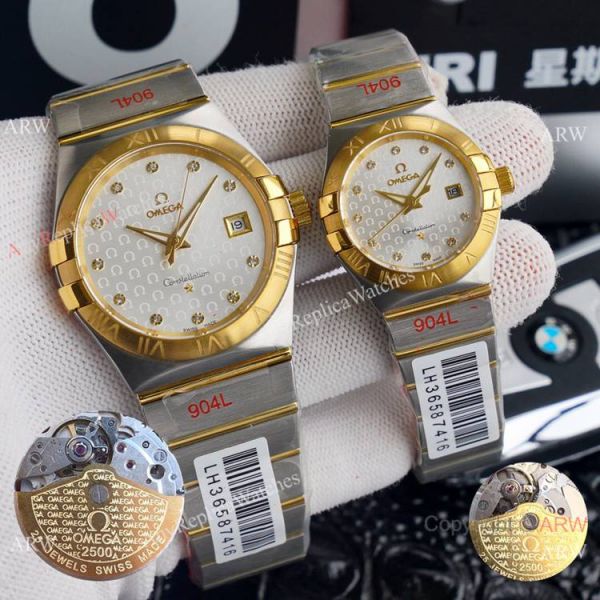 replica Copy Omega Constellation Logo Face Automatic Omega Couple WATCHES 1