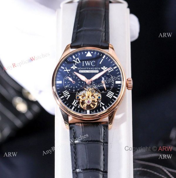 replica New IWC Schaffhausen Complications Men White Dial Brown Leather Strap WATCHES 1