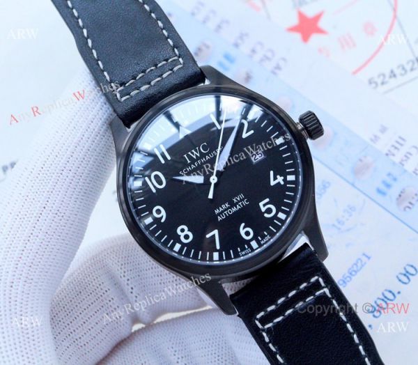 replica New IWC Mark XVIII Blue Dial Leather Strap WATCHES 1