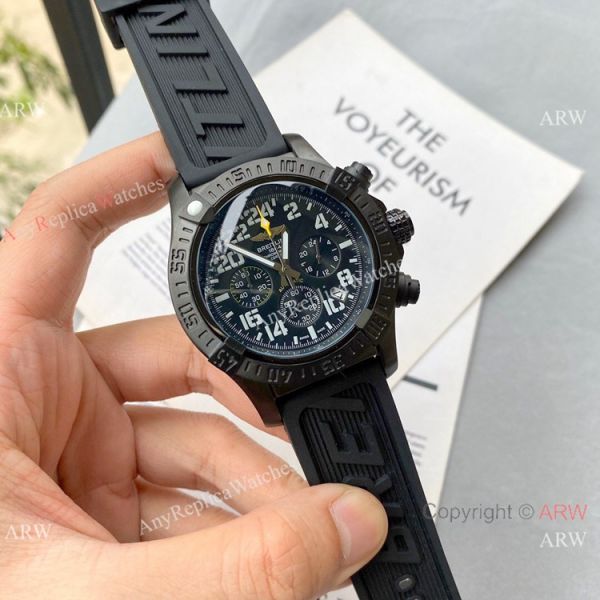 replica Breitling Avenger Hurricane Military Black Leather Strap WATCHES 1