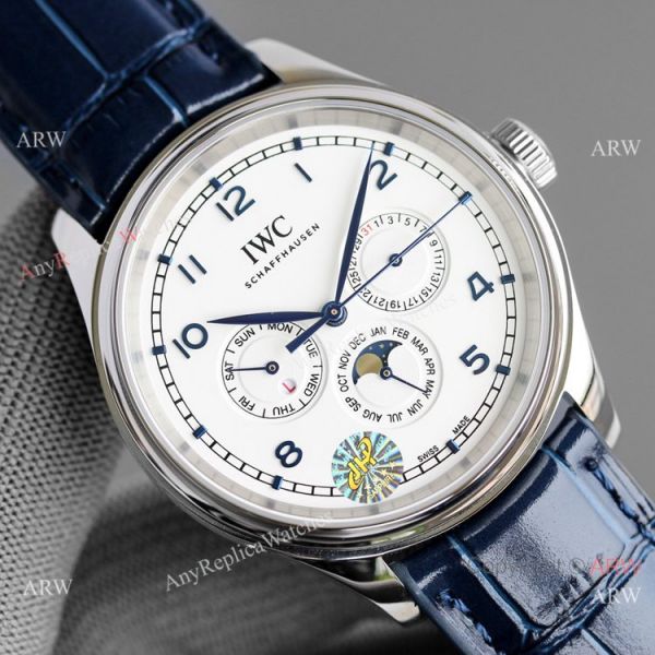 replica Swiss Copy IWC Portugieser Perpetual Calendar Blue Leather Strap WATCHES 1