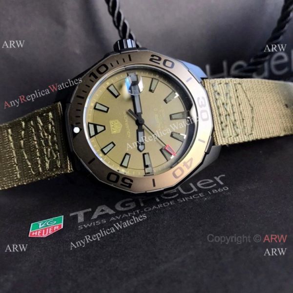 replica 2020 Swiss Tag Heuer Aquaracer Calibre 5 Military Green Nato Strap WATCHES 1