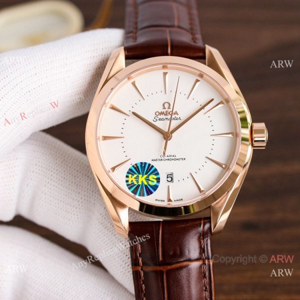 replica Copy Omega Seamaster Black Dial Rose Gold Simple style WATCHES 1