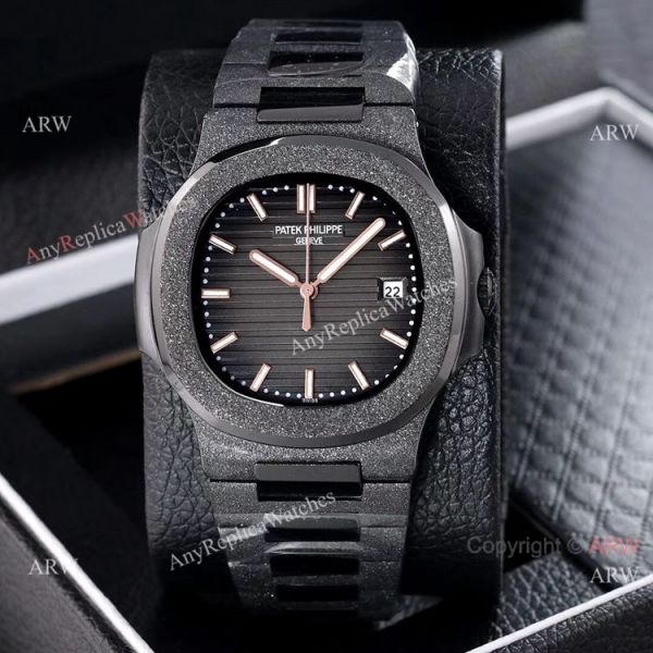 replica Best Patek Philippe Nautilus Frosted Solid Black 40mm WATCHES 1