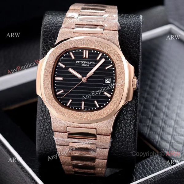 replica Best Clone Patek Philippe Nautilus Frosted Rose Gold es 40mm WATCHES 1