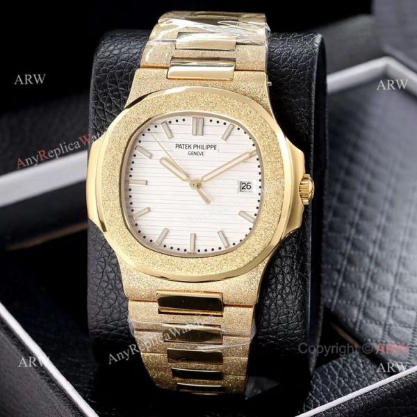replica Copy Patek Philippe Nautilus Frosted Gold with Luminous Dial Markers WATCHES 1