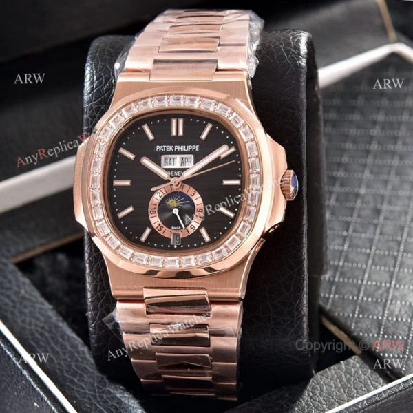 replica Patek Philippe Nautilus Annual Calendar Copy es Rose Gold with Diamond WATCHES 1
