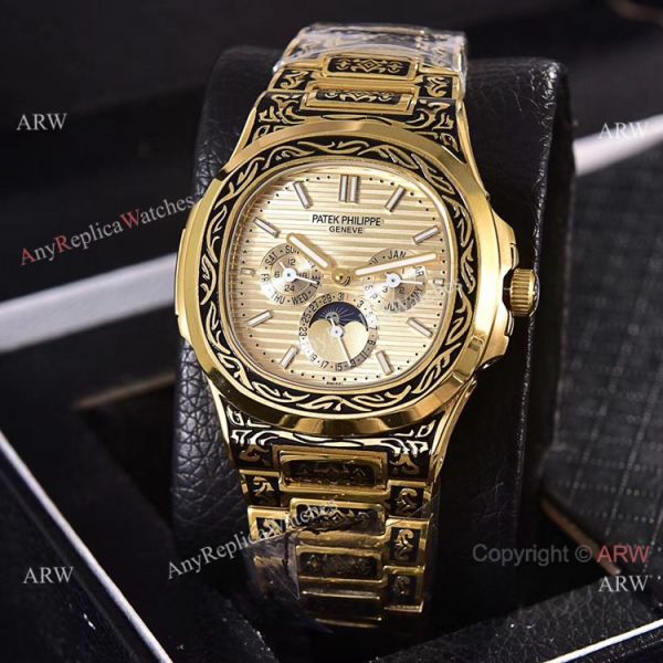 replica Knockoff Patek Philippe 5740 Nautilus Yellow Gold Engraving 40mm WATCHES 1