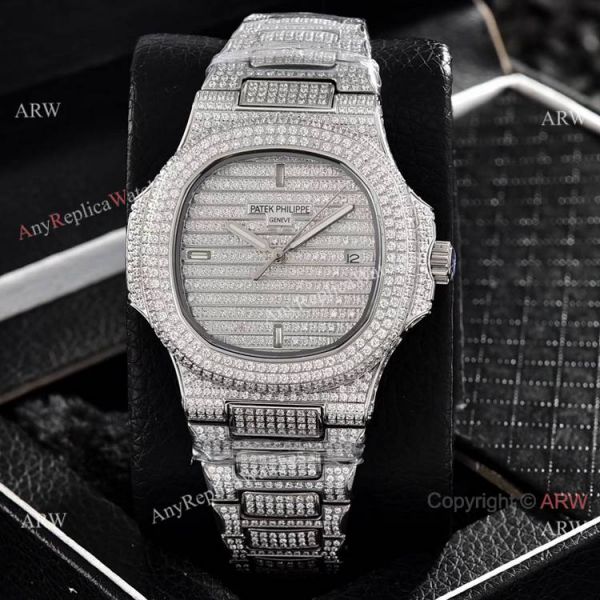 replica Iced Out Patek Philippe Nautilus Automatic Wrist AAA Quality Copy WATCHES 1