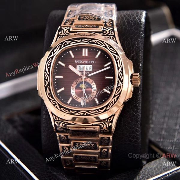 replica Patek Philippe Annual Calendar Copy es Rose Gold Engraving WATCHES 1