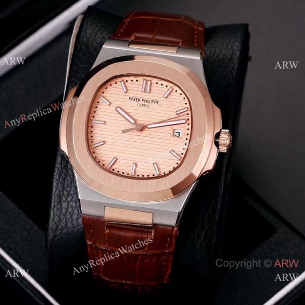 replica Best Knockoff Patek Philippe Nautilus Leather es 2-Tone Rose Gold WATCHES 1