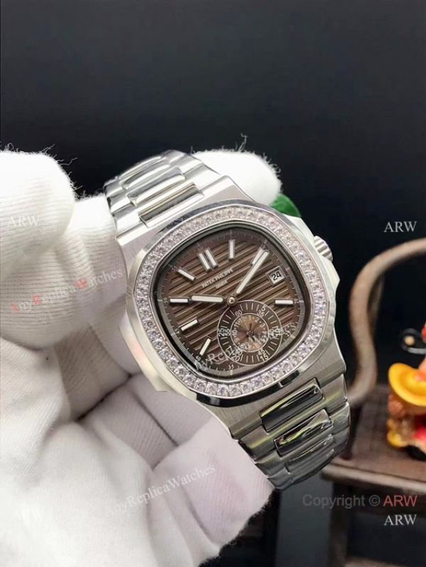 replica Patek Philippe Nautilus Stainless Steel Diamond Bezel WATCHES 1