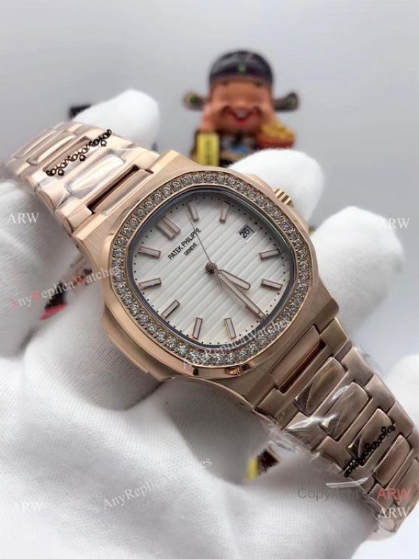 replica Patek Philippe Nautilus Diamond Bezel Rose Gold WATCHES 1