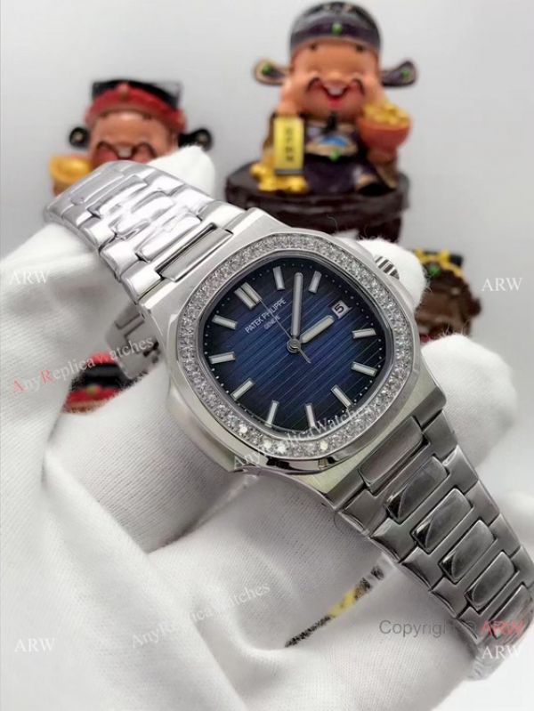 replica Patek Philippe Nautilus Copy Diamond Bezel Stainless Steel 40mm WATCHES 1