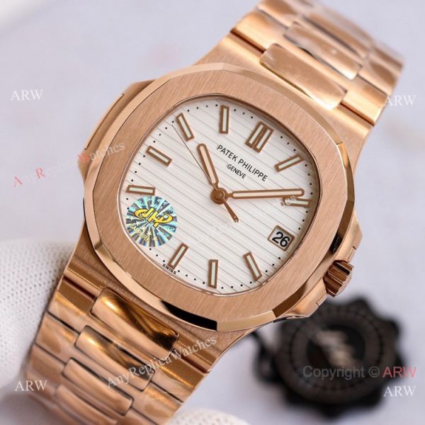 replica Swiss Copy Patek Philippe Nautilus Rose Gold Men PPF Cal.324 Movement WATCHES 1