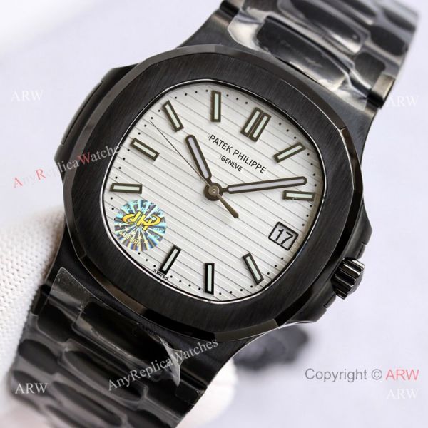 replica PPF Factory Patek Philippe Nautilus Black and White Swiss AAA Copy WATCHES 1