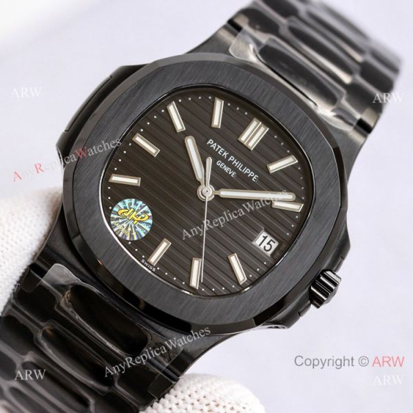 replica PPF Factory Copy Patek Philippe Nautilus Solid Black 40mm Swiss AAA Copy WATCHES 1