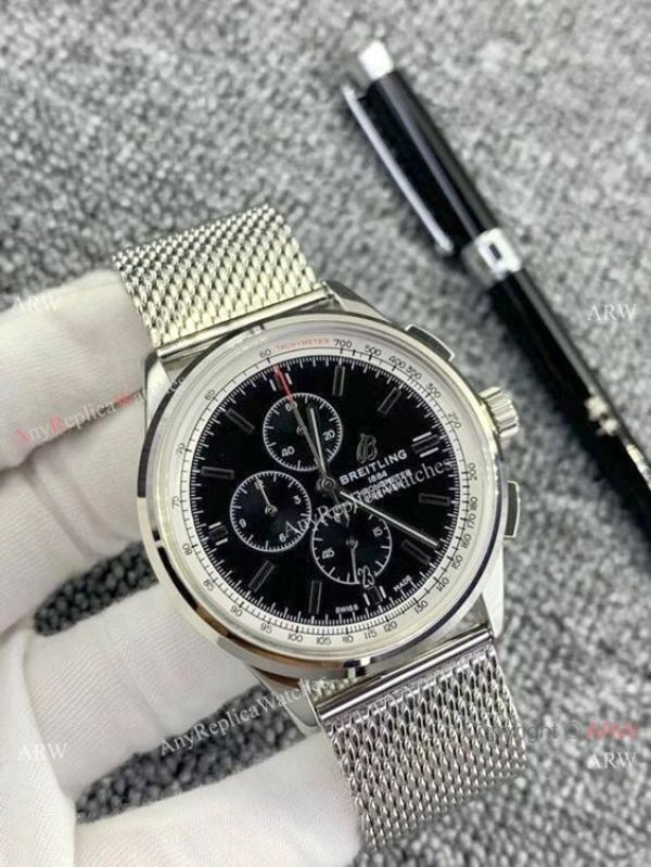 replica Knockoff Breitling Premier Chronograph es Stainless Steel Mesh Band WATCHES 1
