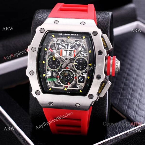replica AAA Quality Richard Mille Flyback RM11 Yellow Strap Stainless Steel WATCHES 1