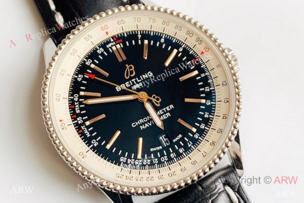replica V7 Factory Swiss Breitling Navitimer 1 Black Leather Strap SW200 Movement WATCHES 1