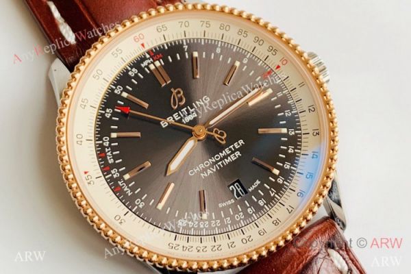 replica V7 Factory Swiss Breitling Navitimer 1 Rose Gold Gray Dial SW200 Movement WATCHES 1