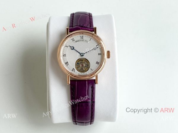 replica New Copy Breguet Classique Tourbillon Pink Leather Strap Women 32mm WATCHES 1