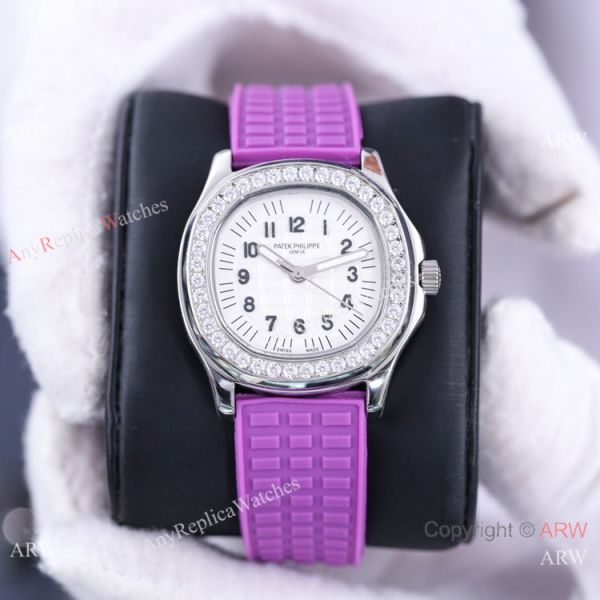 replica Best Patek Philippe Aquanaut Lady es Diamond Bezel Silver Case WATCHES 1