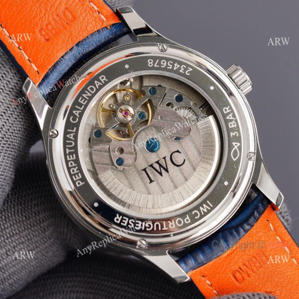 replica Fake IWC Portuguese Moonphase White Face Arabic 42MM Leather Strap WATCHES 1