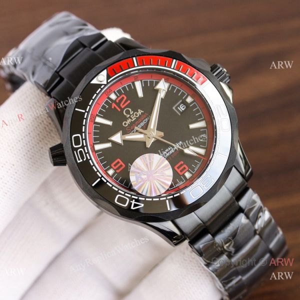 replica Swiss Quality Omega Seamaster Planet Ocean Solid Black Citizen 8215 WATCHES 1