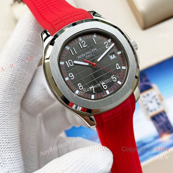 replica Swiss Quality Copy Patek Philippe Aquanaut Citizen 8215 Red Rubber Strap WATCHES 1