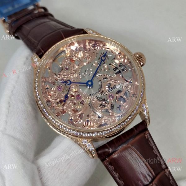 replica 2022 New IWC Portuguese Skeleton F.A. Jones Rose Gold Diamonds WATCHES 1