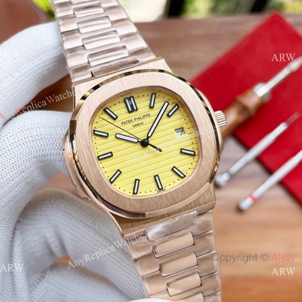 replica New Patek Philippe Nautilus Lemon Dial Stainless Steel Automatic WATCHES 1