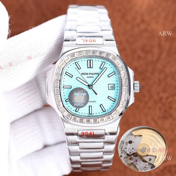 replica Swiss Quality Patek Philippe Nautilus Olive Green Dial Diamond 8215 Citizen WATCHES 1