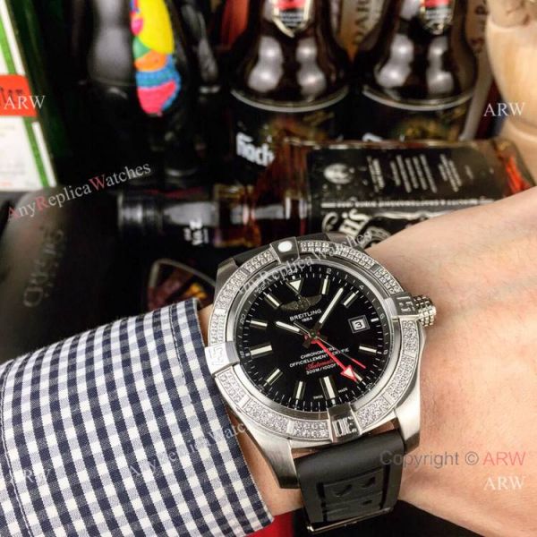 AAA Breitling Avenger II GMT Diamond Cream Face WATCHES 2