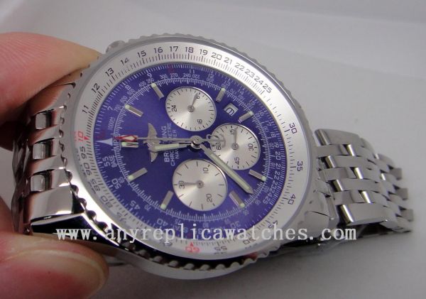 BREITLING CHRONOMETER NAVITIMER STAINLESS STEEL BLUE FACE WATCHES 2