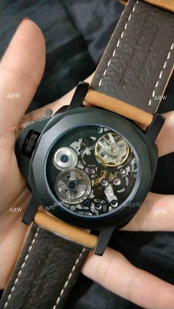 Panerai Radiomir Tourbillon GMT Skeleton PAM348 Black Case Best Copy WATCHES 2