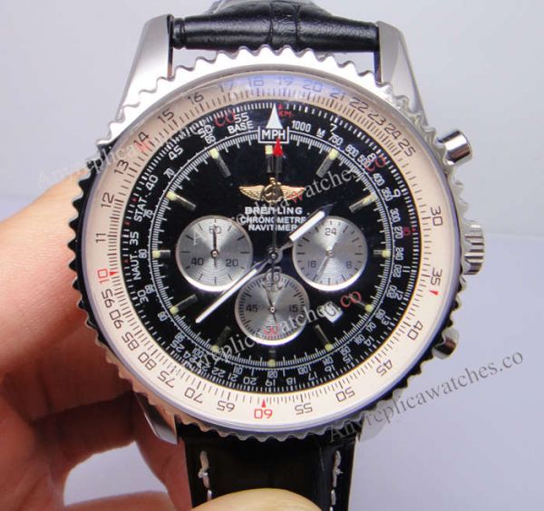 Breitling Navitimer 01 Black Chronograph Black Leather WATCHES 2