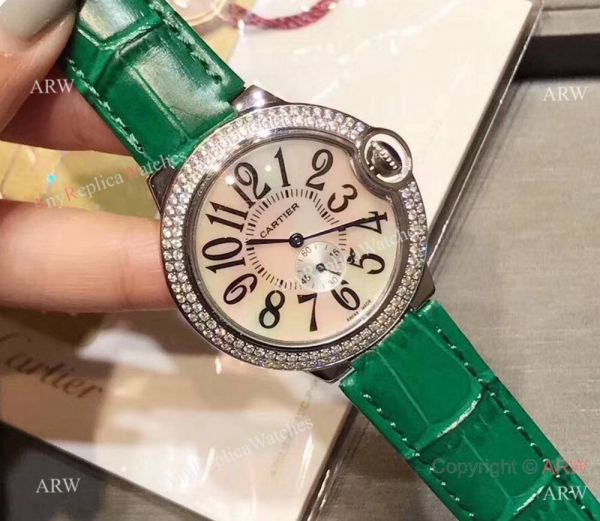 Womens Fake Cartier Ballon Bleu Diamond Bezel 36mm WATCHES 2