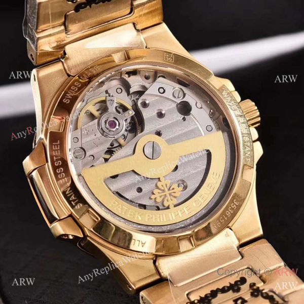Copy Patek Philippe Nautilus Womens Yellow Gold and Blue Swiss Quality WATCHES 2