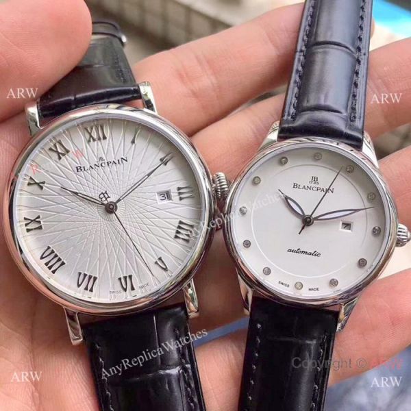 Copy Blancpain Lovers Rose Gold Brown Leather Strap WATCHES 2