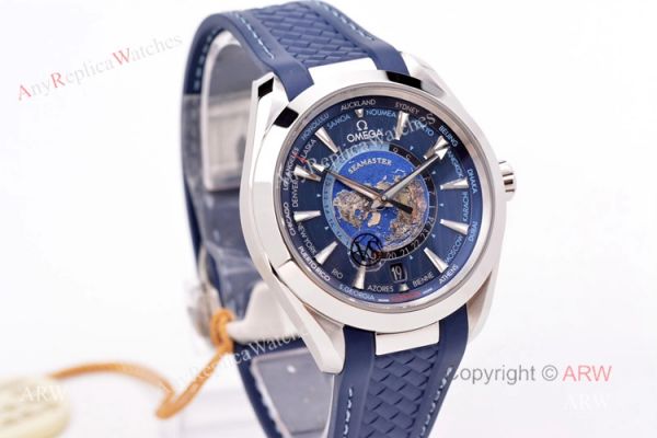 VS Factory Swis Omega Aqua Terra Blue Worldtimer Rubber Band For Men WATCHES 2