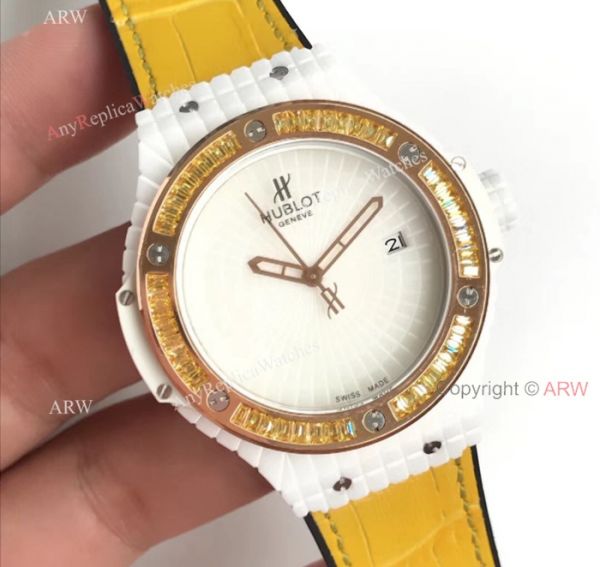 Swiss 9015 Hublot Big Bang Tutti Frutti Caviar White Rubber Strap es 45mm WATCHES 2
