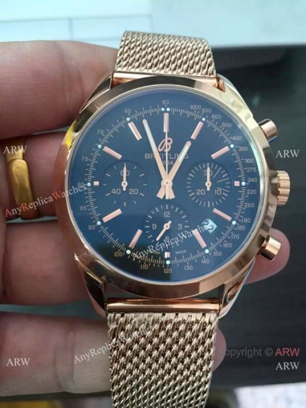 Breitling Transocean Copy Rose Gold Black Chronograph WATCHES 2