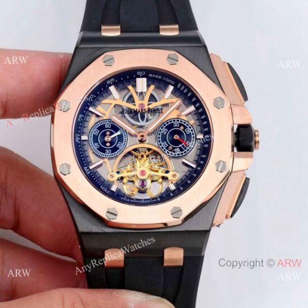 Copy Audemars Piguet Royal Oak offshore es Rose Gold Gold Hollow Dial WATCHES 2