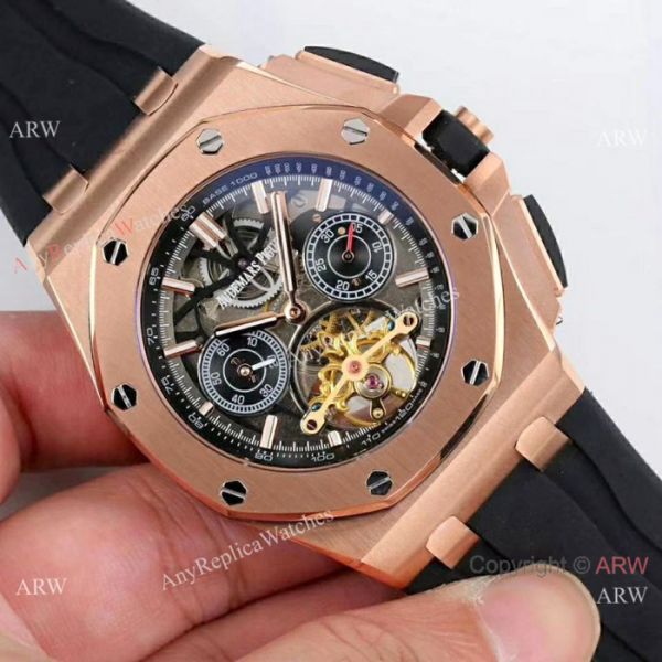 Fake Audemars Piguet Royal Oak offshore es Rose Gold Black Bezel WATCHES 2