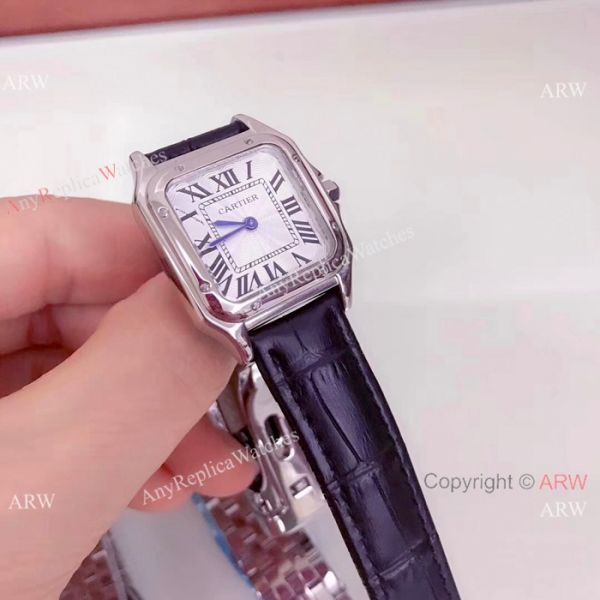 Cartier Panthere De Cartier SS Black Leather Strap WATCHES 2